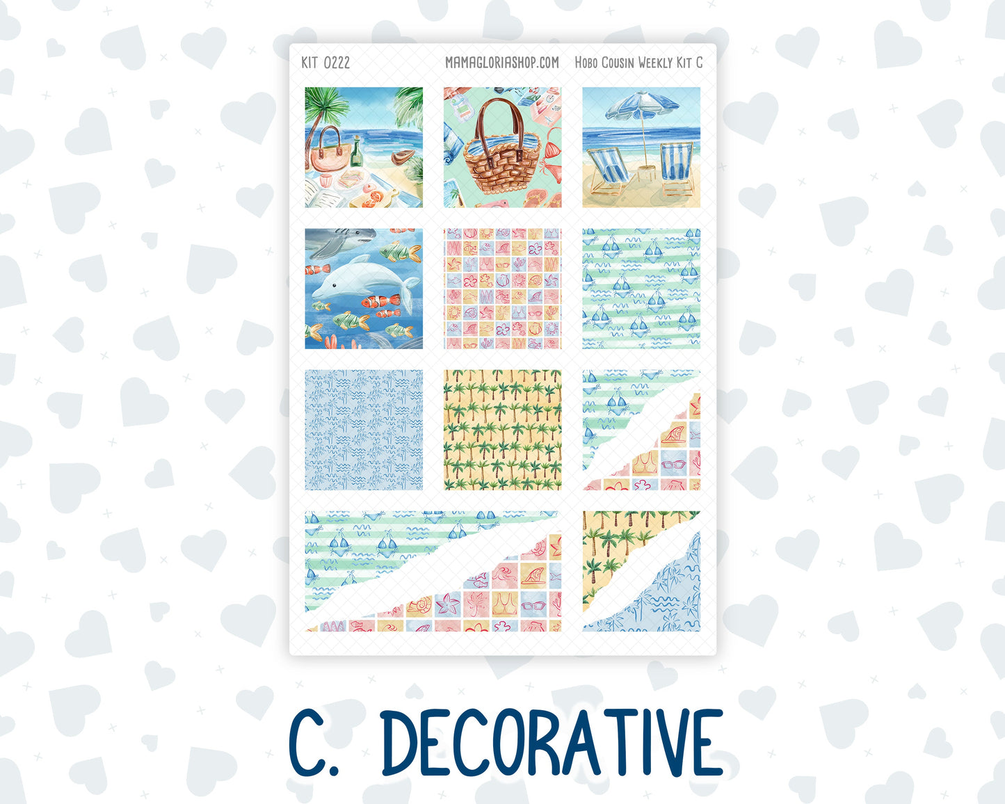 Kit 0222 - Hobonichi Cousin - Weekly Kit - June - Beach Day - 1.3” Wide Columns