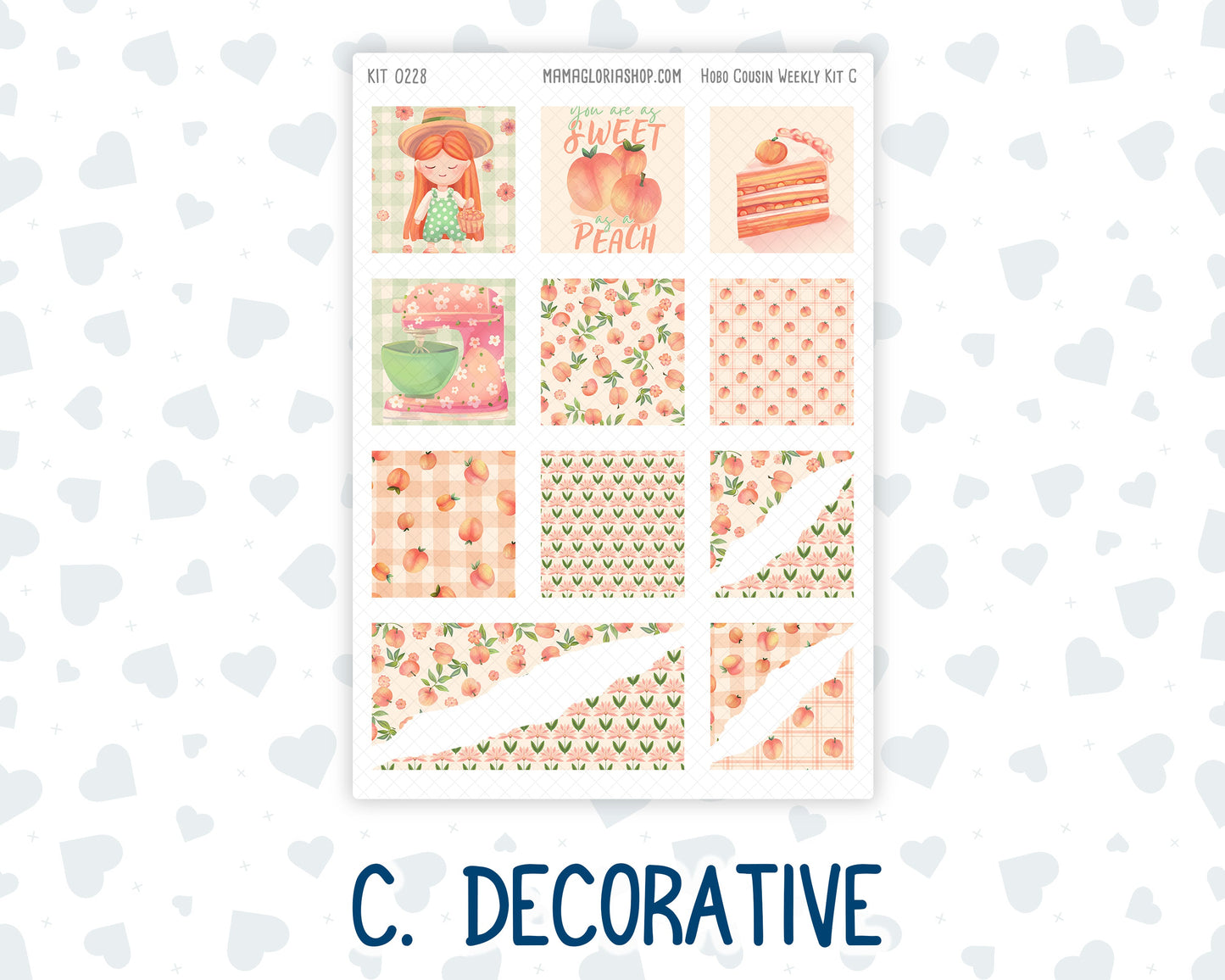 Kit 0228 - Hobonichi Cousin - Weekly Kit - August - Just Peachy - 1.3” Wide Columns