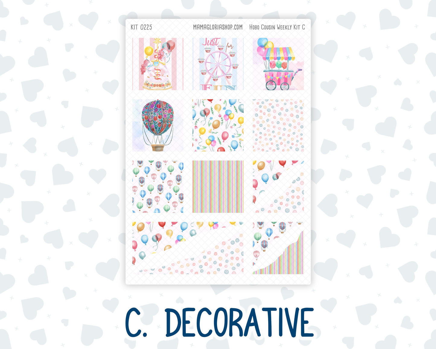 Kit 0225 - Hobonichi Cousin - Weekly Kit - July - Carnival Joy - 1.3” Wide Columns