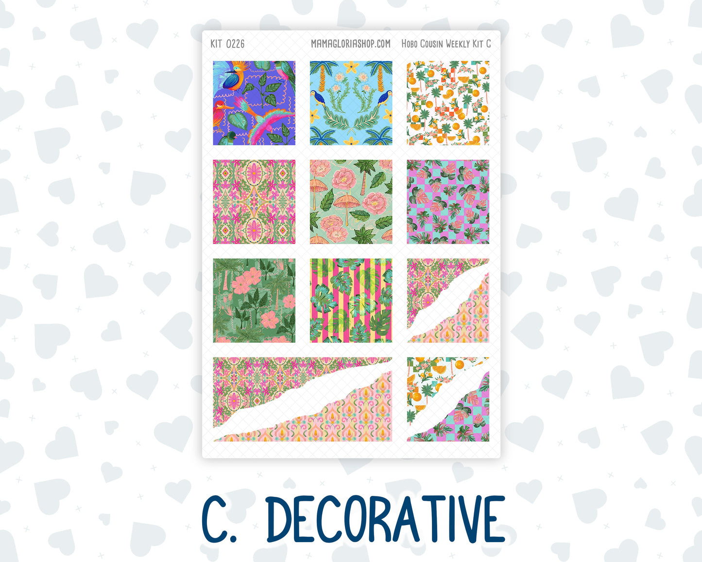 Kit 0226 - Hobonichi Cousin - Weekly Kit - July - Tropical Whimsy - 1.3” Wide Columns