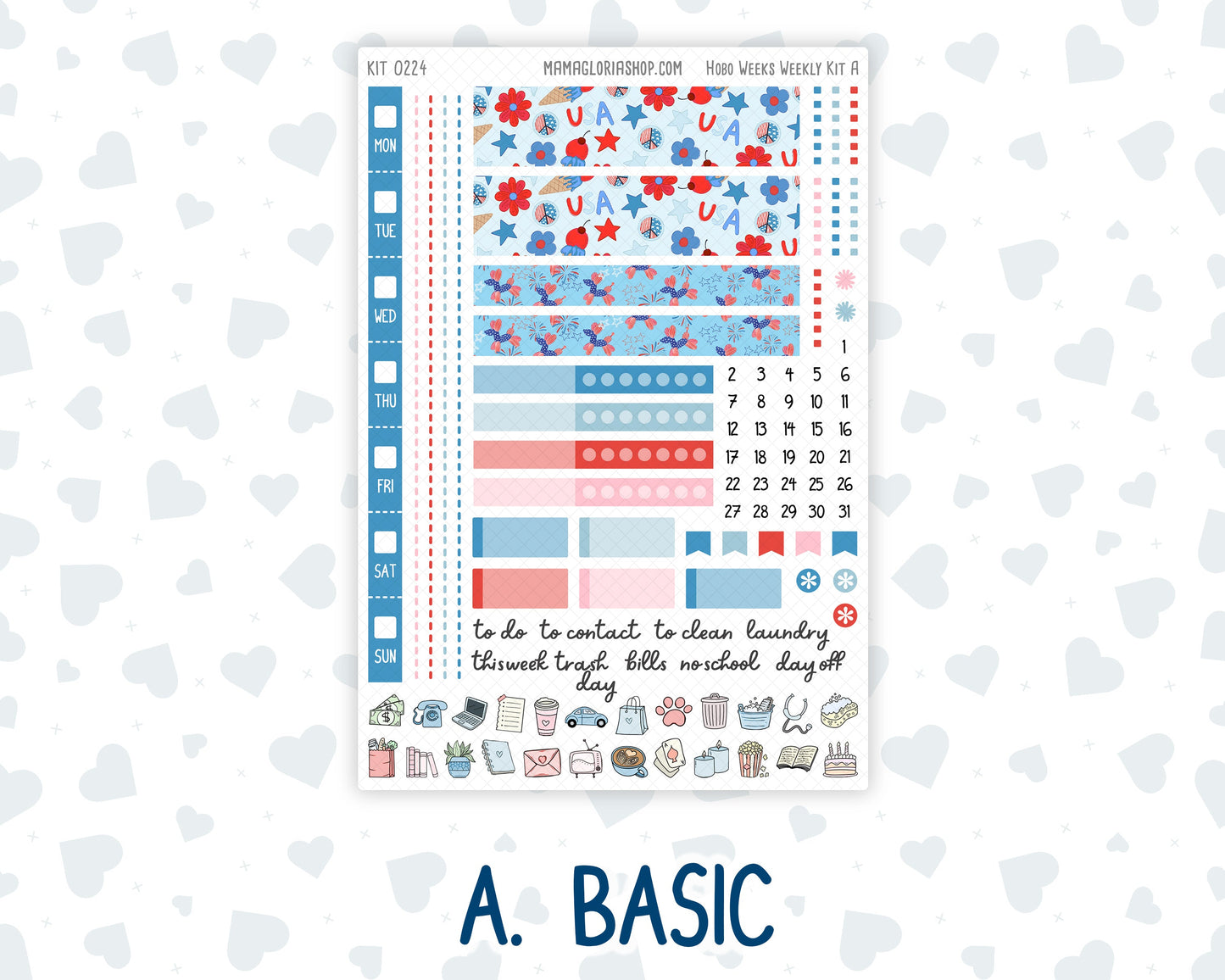 Kit 0224 - Hobonichi Weeks - Weekly Kit - July - Patriotic Parade