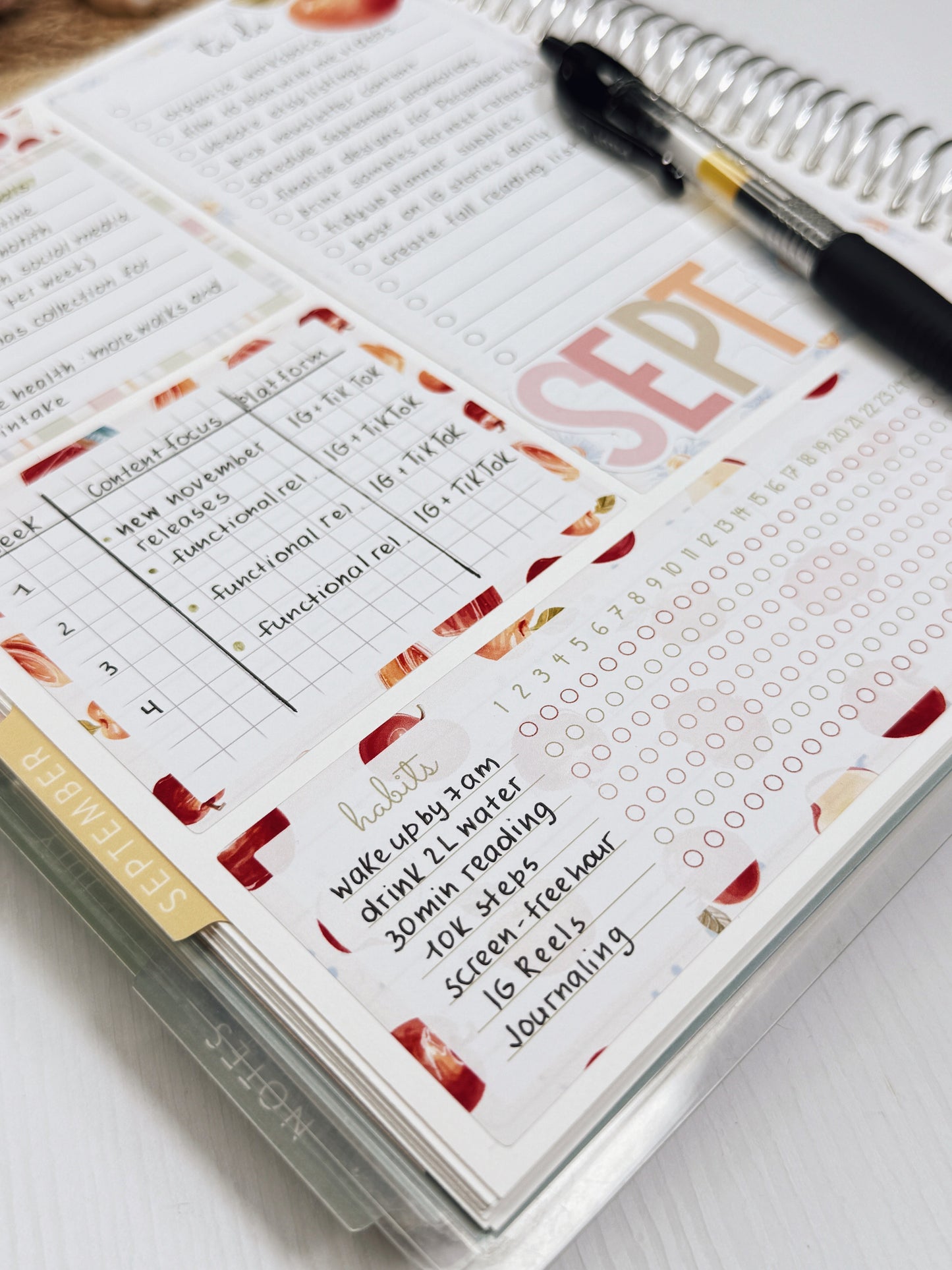 Kit 0262 - A5 - EC Notes Pages - Dashboard Kit | Productivity Page - April - Spring Puffs