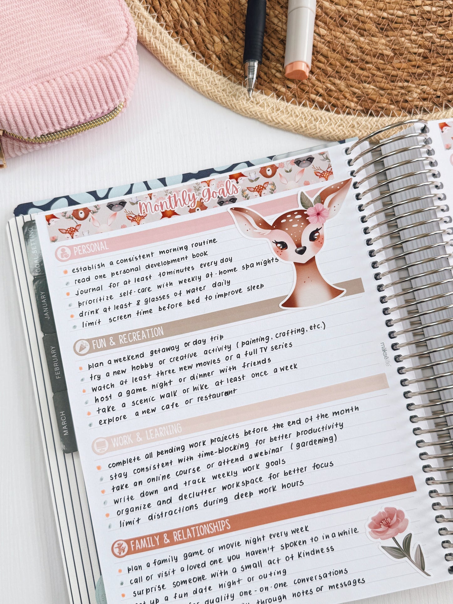 12-Month Kit - For MakseLife 7x9 - Monthly Goals - 2026