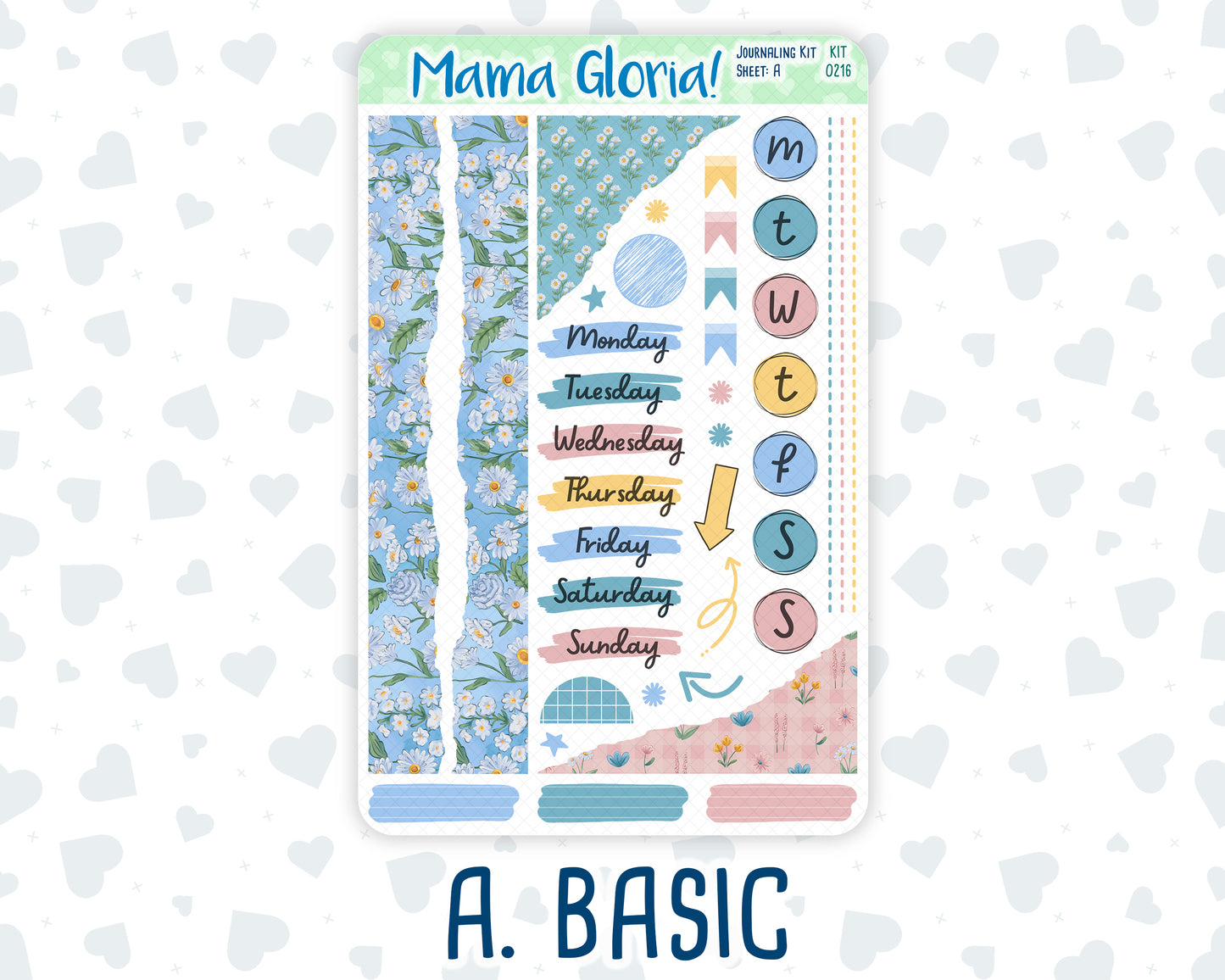 Kit 0216 - Daisy Days - Journaling Kit - May- For Planner - Notebook - Journal