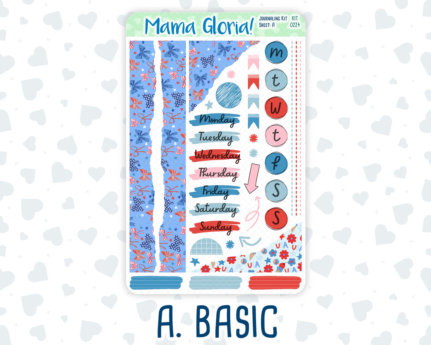 Kit 0224 - Journaling Kit - For Planners | Notebooks - July - Patriotic Parade
