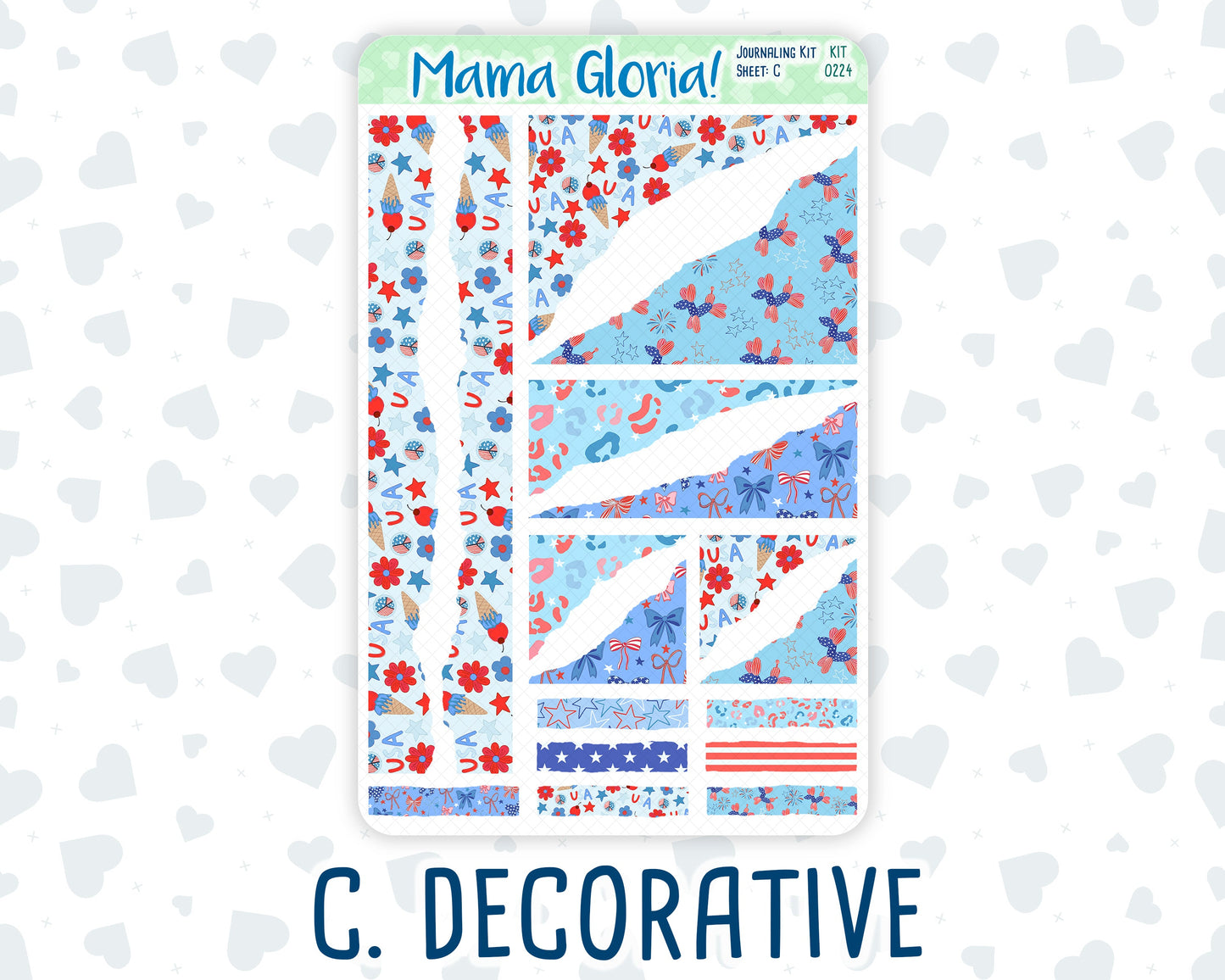 Kit 0224 - Journaling Kit - For Planners | Notebooks - July - Patriotic Parade