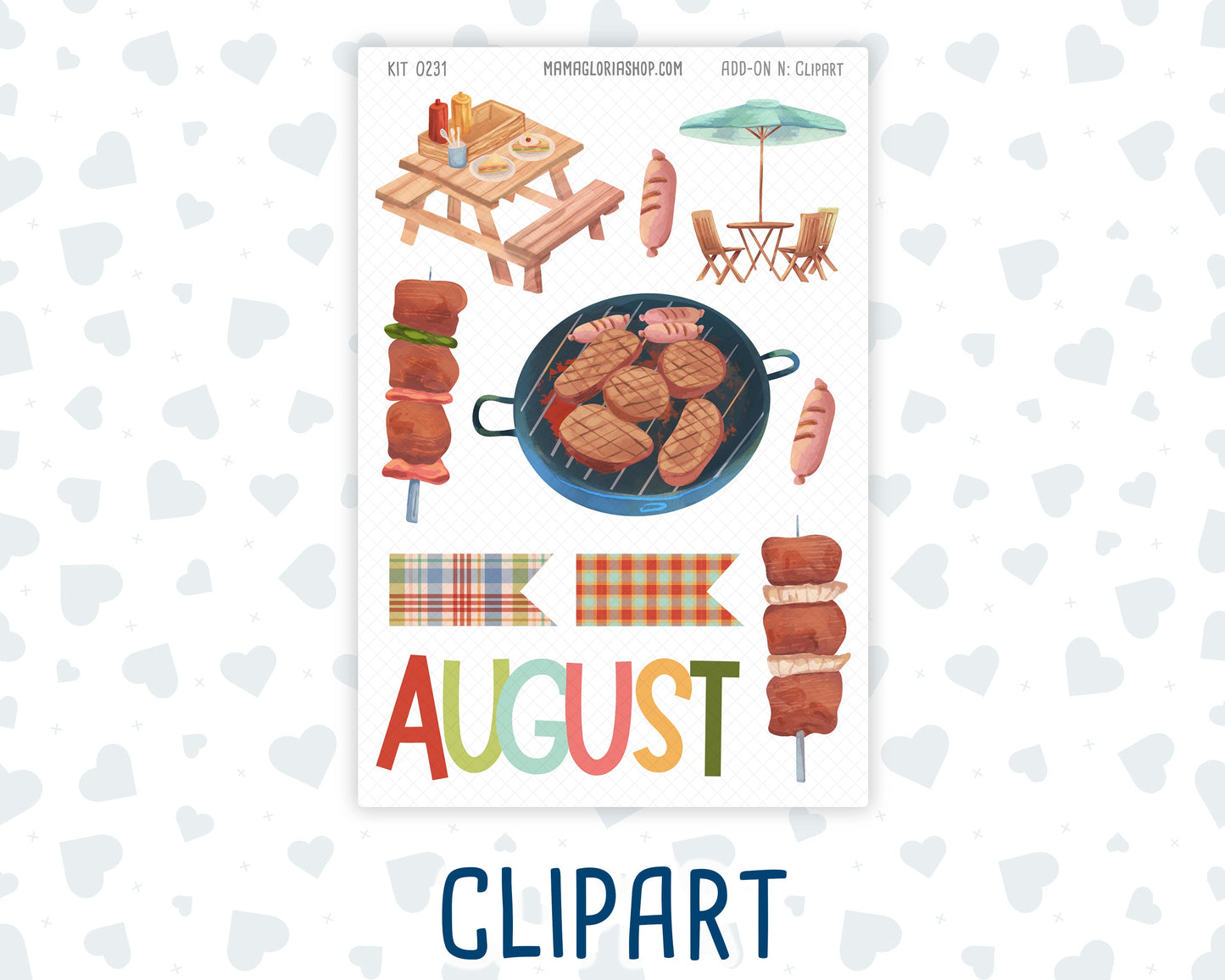 Kit 0231 - Journaling Kit - For Planners | Notebooks - August - Backyard BBQ