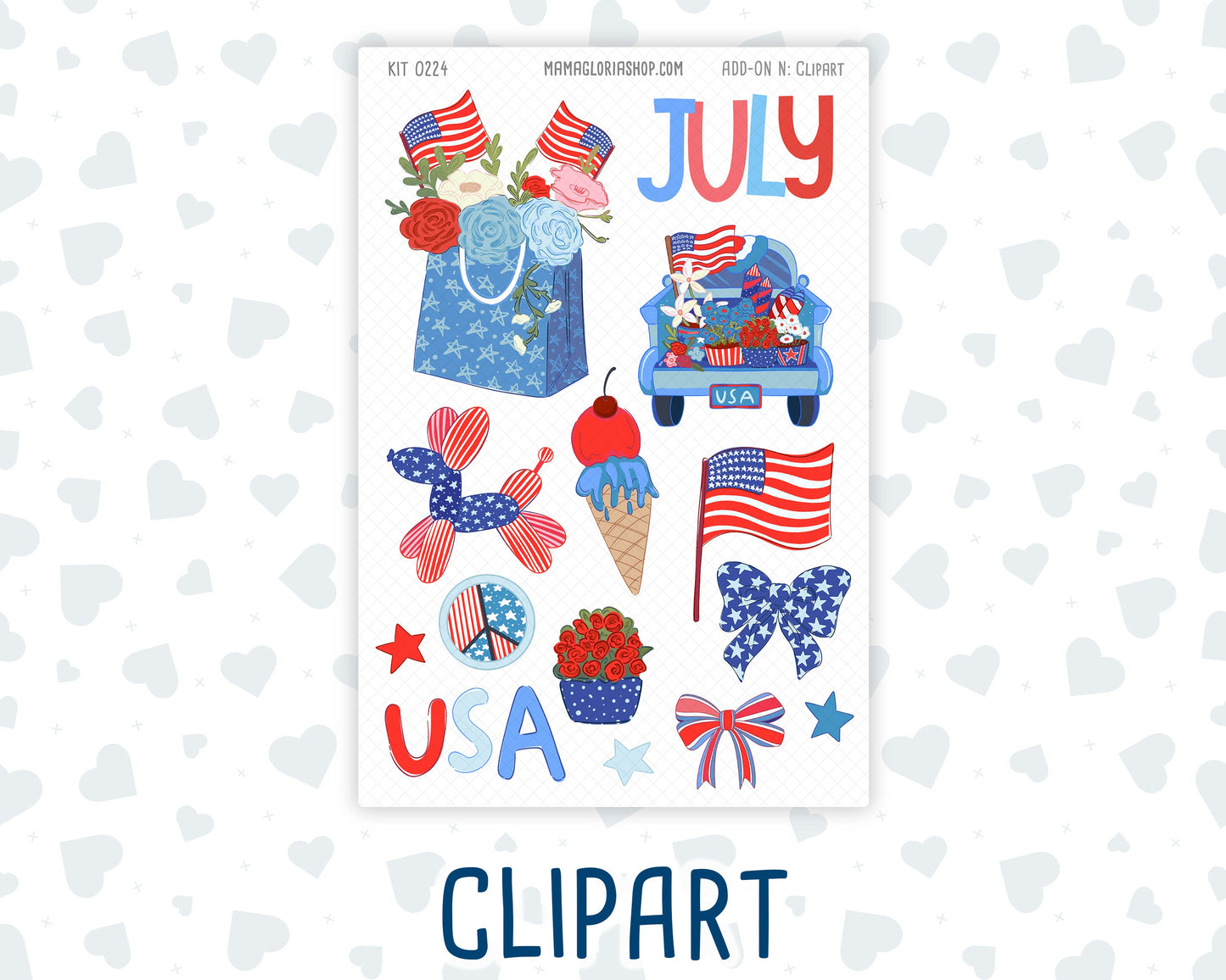 Kit 0224 - Journaling Kit - For Planners | Notebooks - July - Patriotic Parade