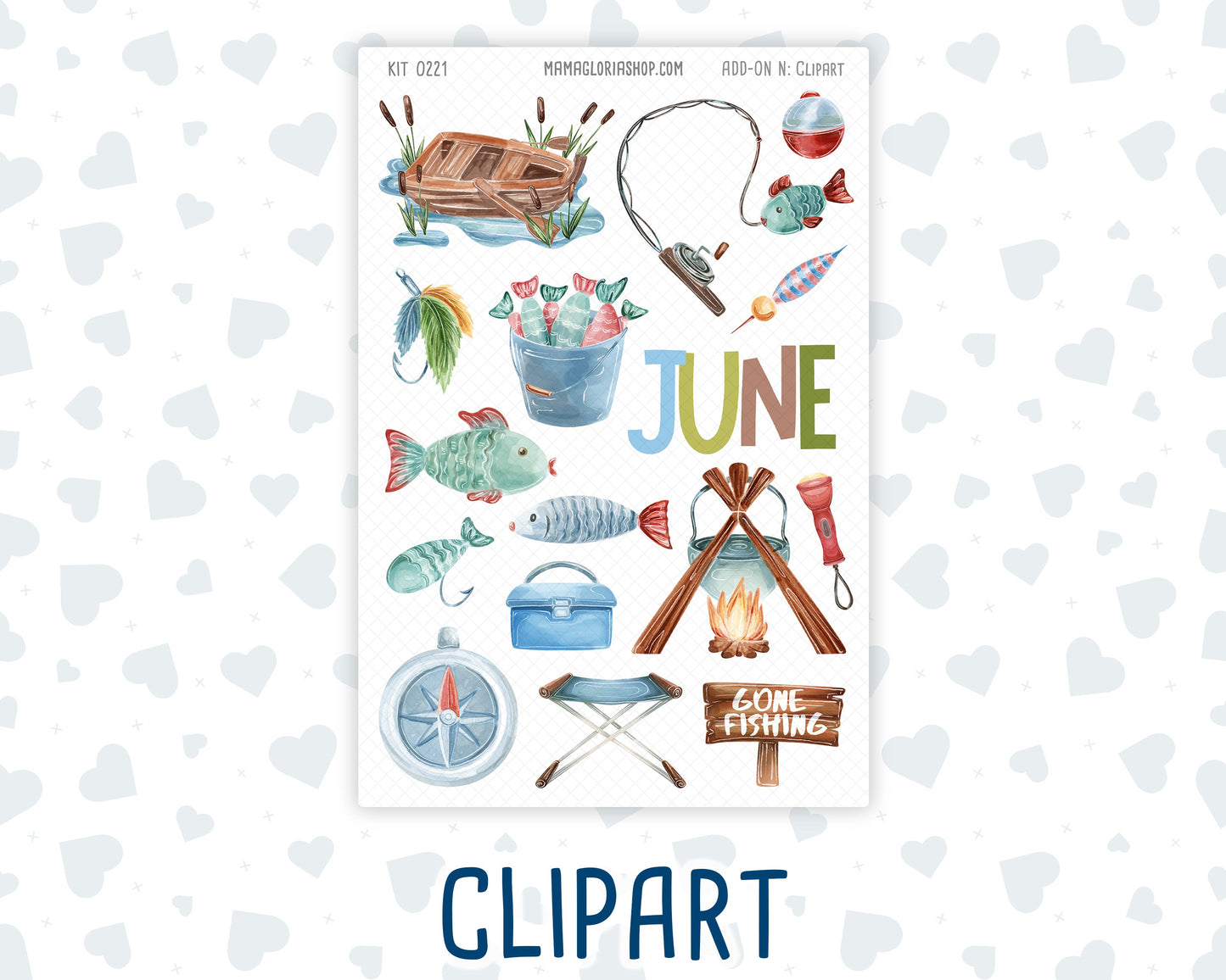 Kit 0221 - Journaling Kit - For Planners | Notebooks - June - Gone Fishing