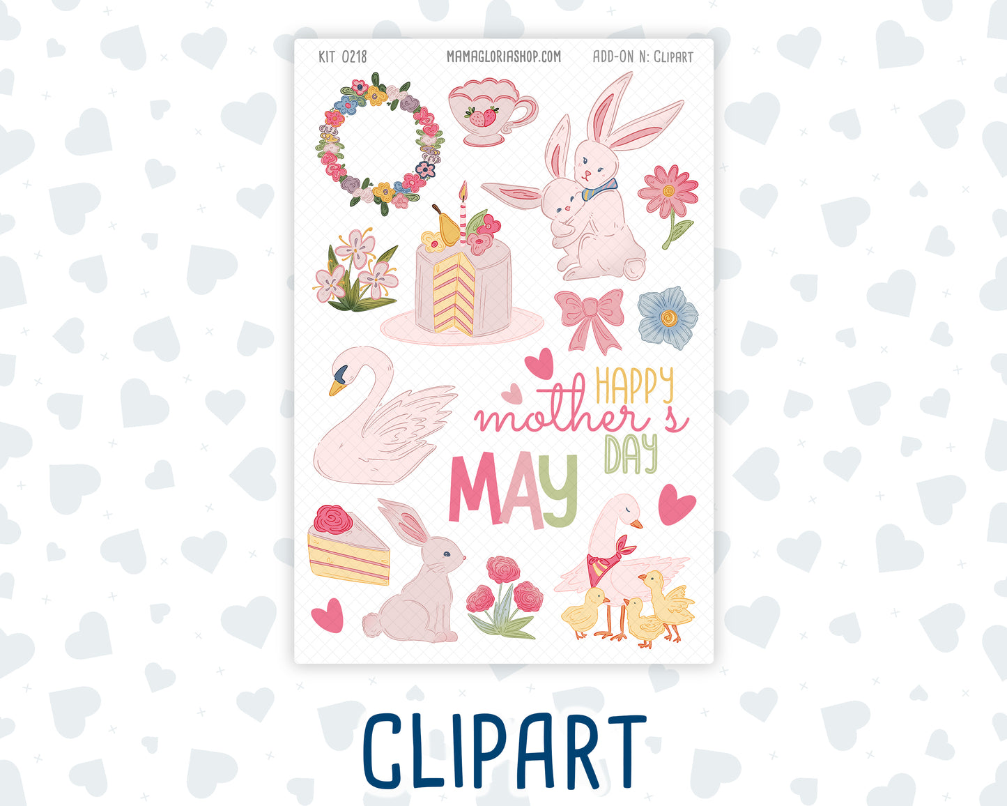 Kit 0218 - Mother's Love - Journaling Kit - May- For Planner - Notebook - Journal