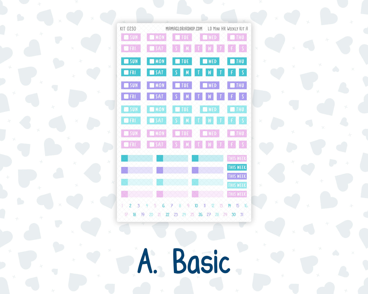 Kit 0230 - Laurel Denise Mini - Horizontal - Weekly Kit - August - School Daze