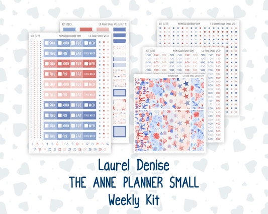 Kit 0273 - Laurel Denise The Anne Planner Small - Weekly Kit - July - Americana In Bloom