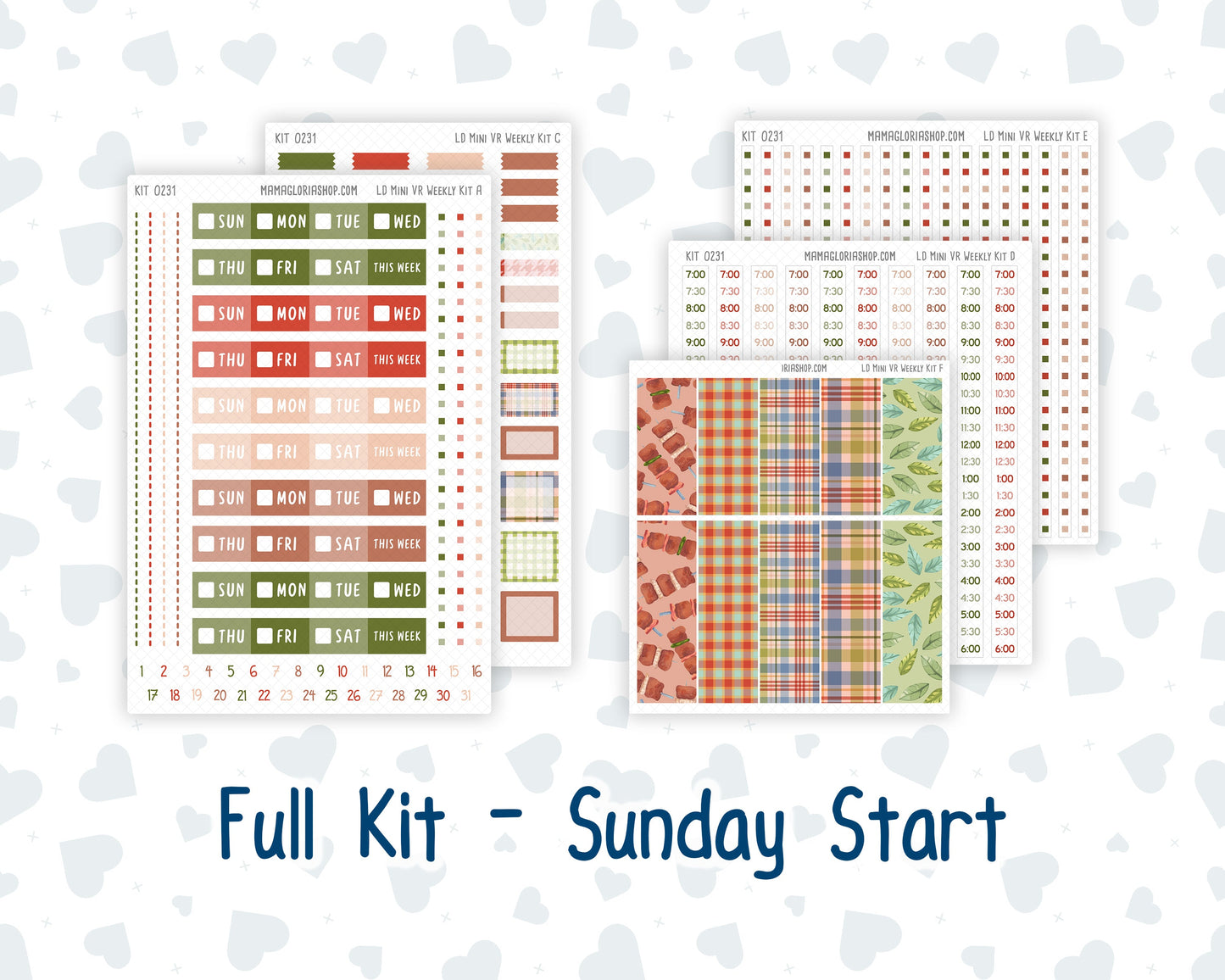 Kit 0231 - Laurel Denise Mini - Vertical - Weekly Kit - August - Backyard BBQ
