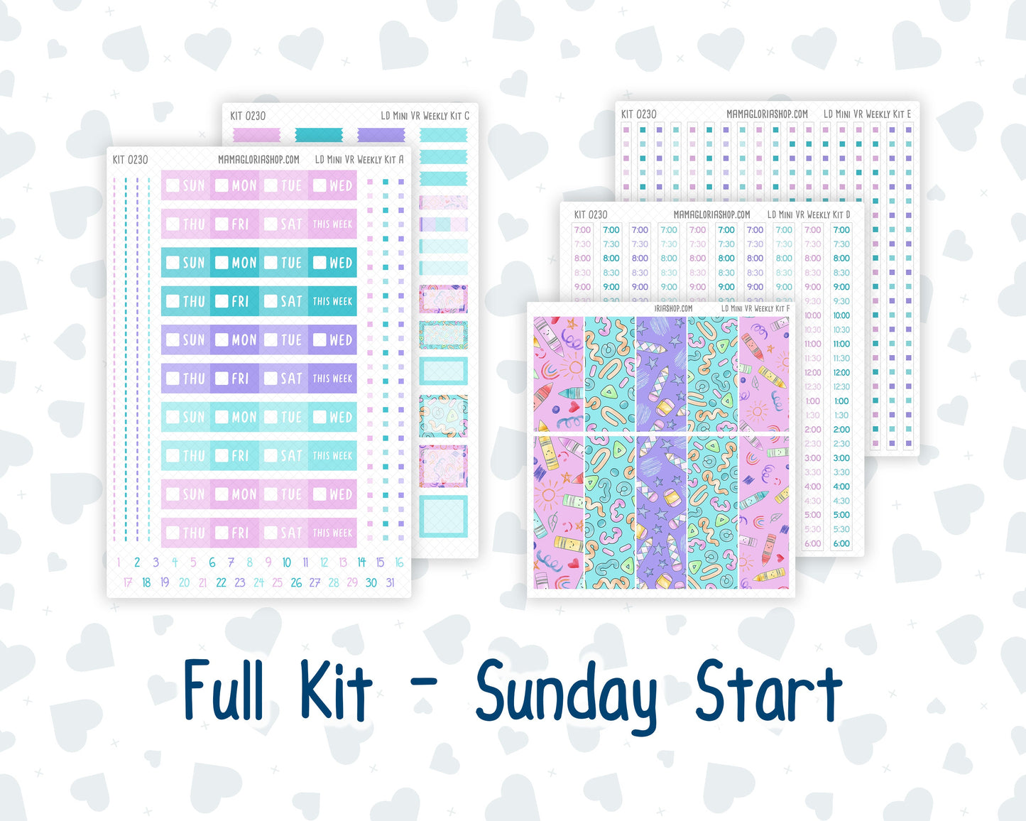 Kit 0230 - Laurel Denise Mini - Vertical - Weekly Kit - August - School Daze