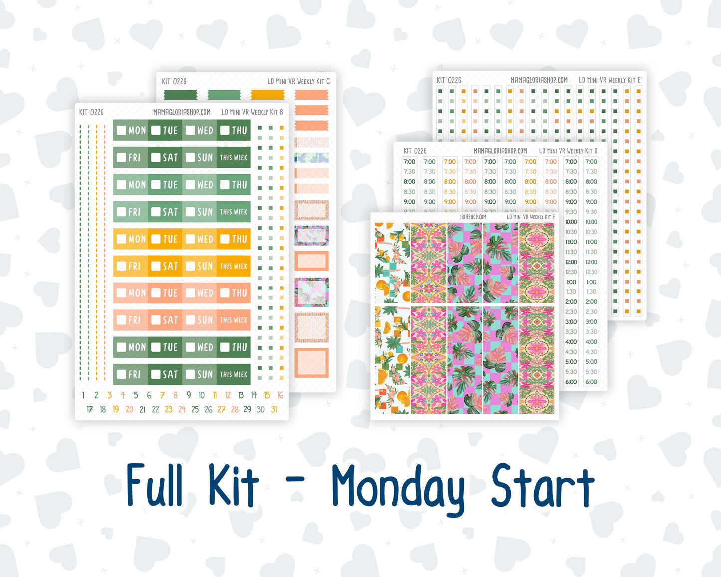 Kit 0226 - Laurel Denise Mini - Vertical - Weekly Kit - July - Tropical Whimsy