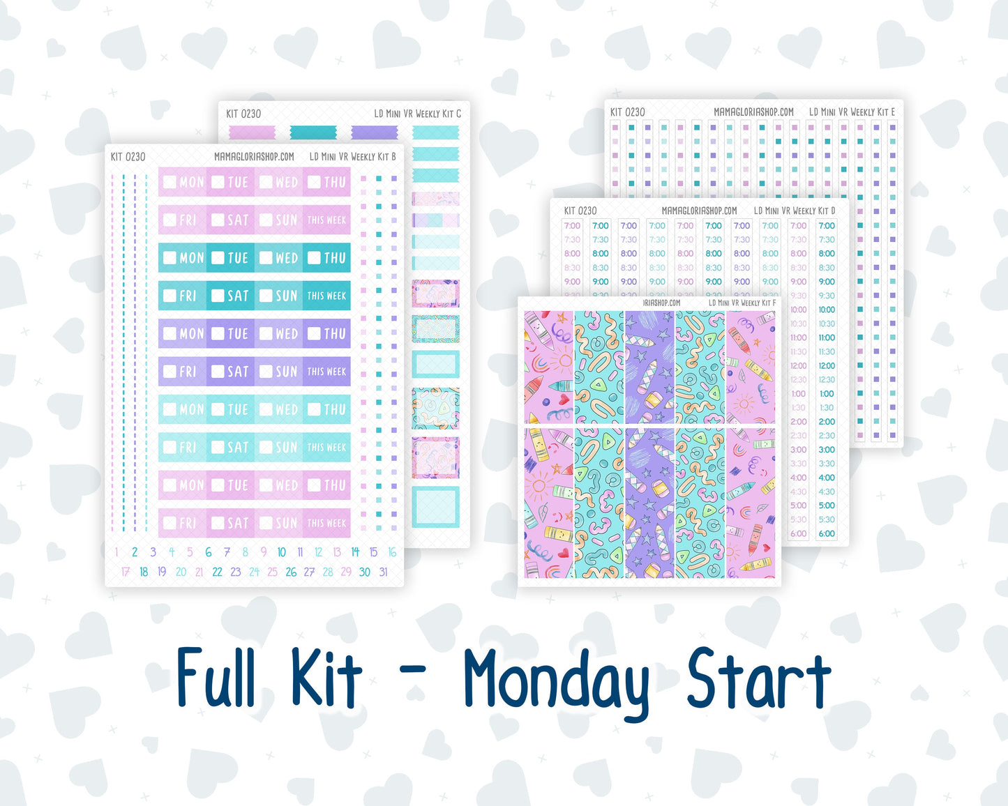Kit 0230 - Laurel Denise Mini - Vertical - Weekly Kit - August - School Daze