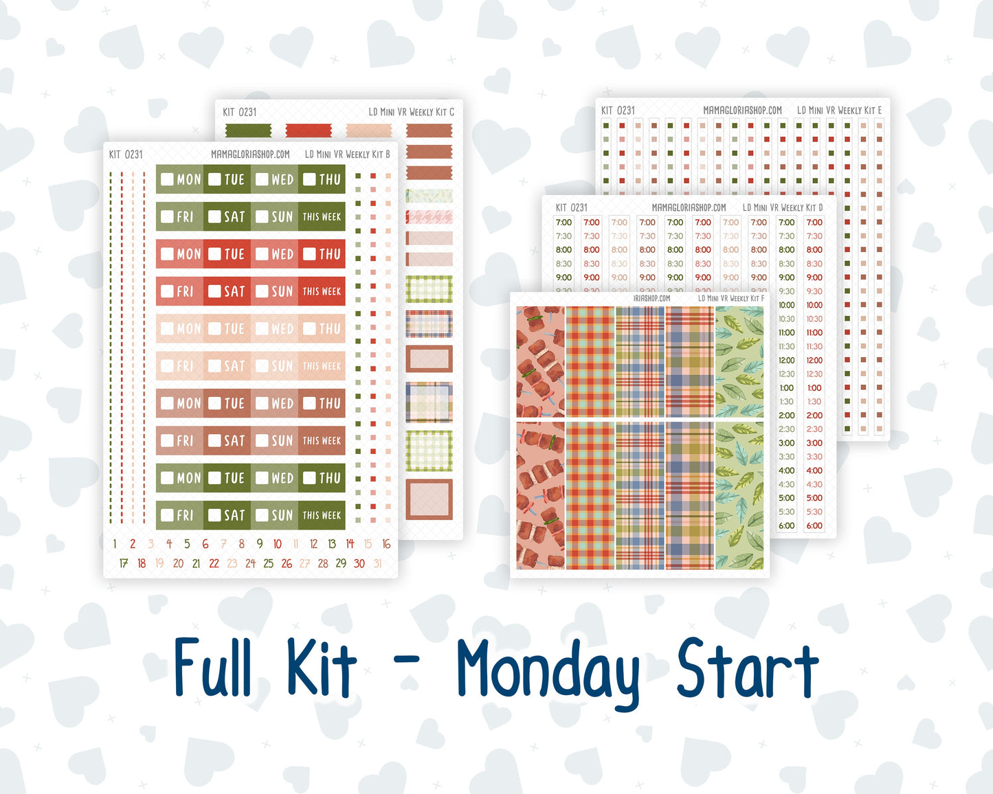 Kit 0231 - Laurel Denise Mini - Vertical - Weekly Kit - August - Backyard BBQ