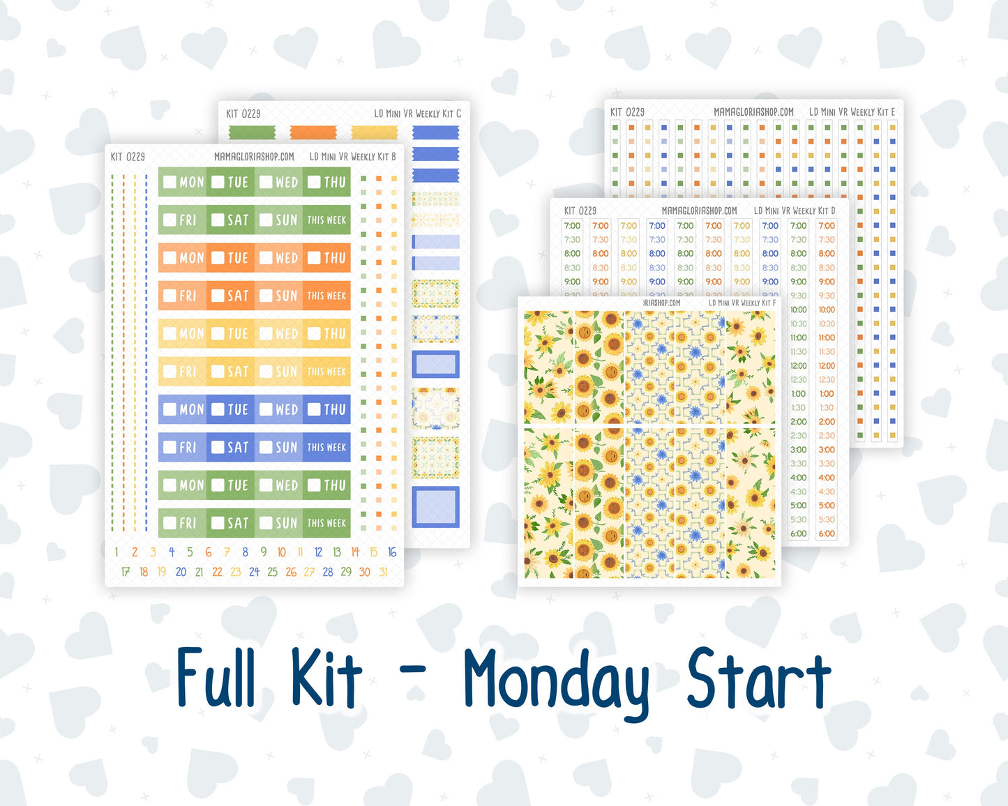 Kit 0229 - Laurel Denise Mini - Vertical - Weekly Kit - August - Golden Faces