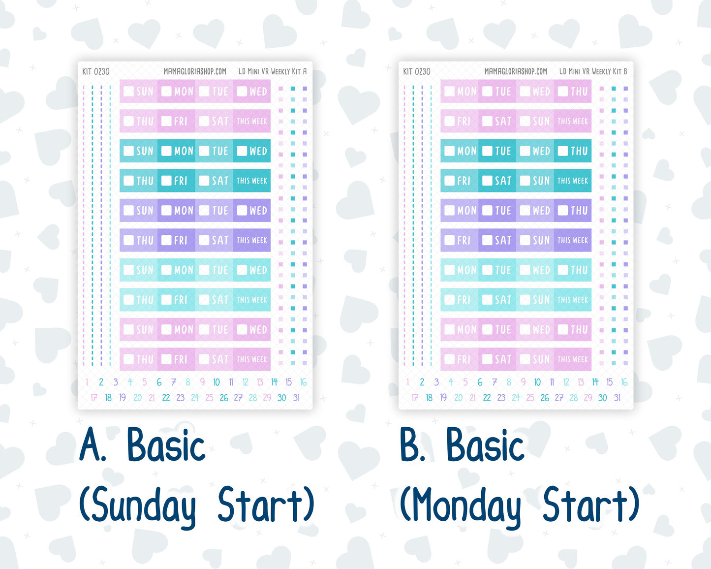 Kit 0230 - Laurel Denise Mini - Vertical - Weekly Kit - August - School Daze
