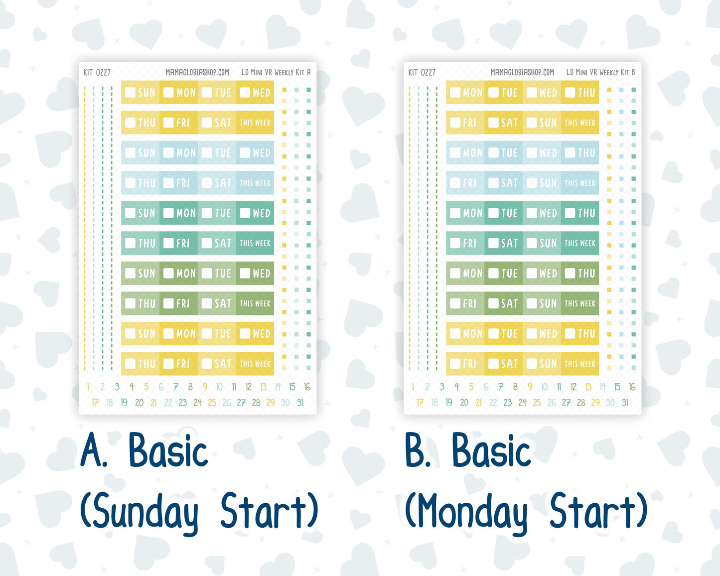 Kit 0227 - Laurel Denise Mini - Vertical - Weekly Kit - July - Lemon Grove
