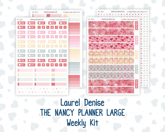 Kit 0254 - Laurel Denise The Nancy Planner Large - Weekly Kit - February - Valentine Village