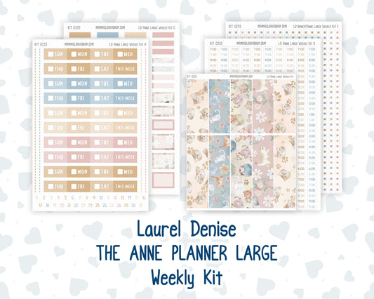 Kit 0255 - Laurel Denise The Anne Planner Large - Weekly Kit - February - Cottagecore Kitties