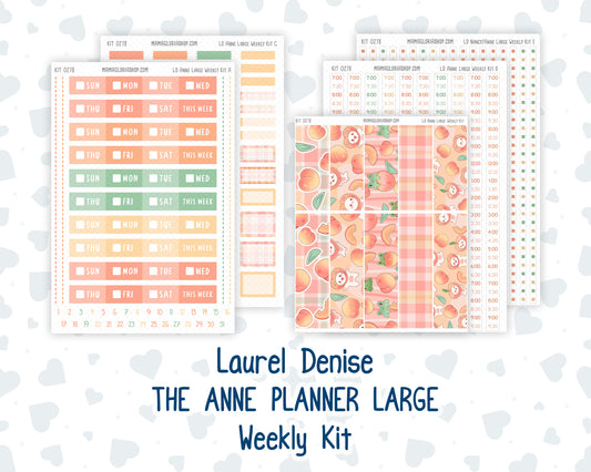 Kit 0278 - Laurel Denise The Anne Planner Large - Weekly Kit - August - Oops, All Peaches