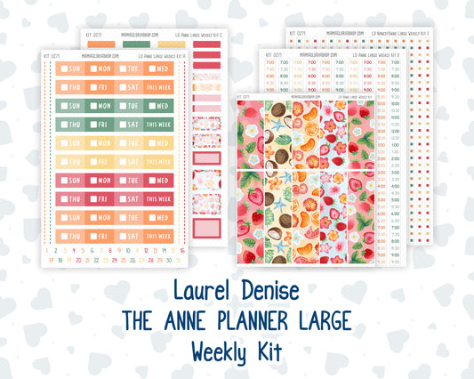 Kit 0271 - Laurel Denise The Anne Planner Large - Weekly Kit - June - Strawberry Shore
