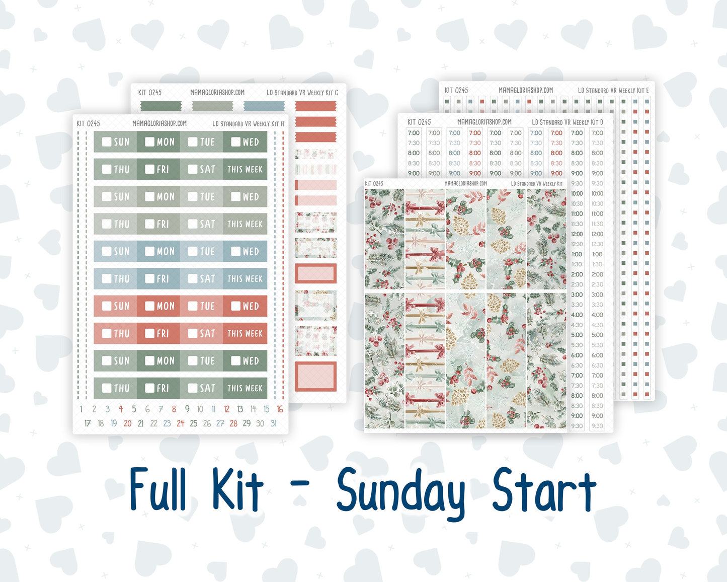 Kit 0245 - Laurel Denise Standard - Vertical - Weekly Kit - December - Vintage Christmas