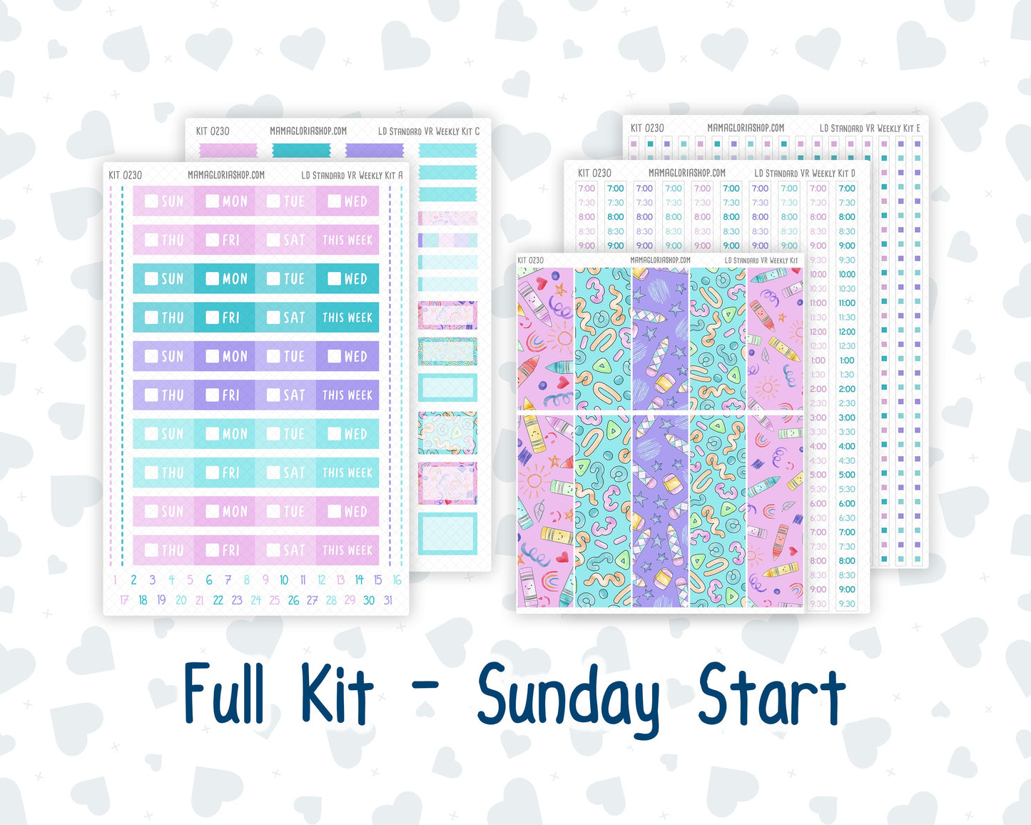 Kit 0230 - Laurel Denise Standard - Vertical - Weekly Kit - August - School Daze