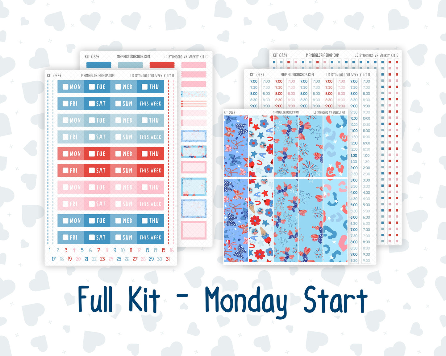 Kit 0224 - Laurel Denise Standard - Vertical - Weekly Kit - July - Patriotic Parade