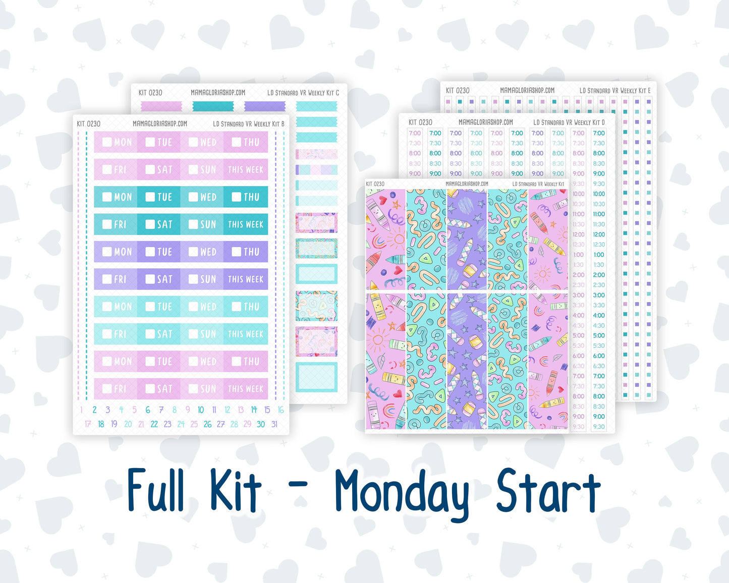 Kit 0230 - Laurel Denise Standard - Vertical - Weekly Kit - August - School Daze