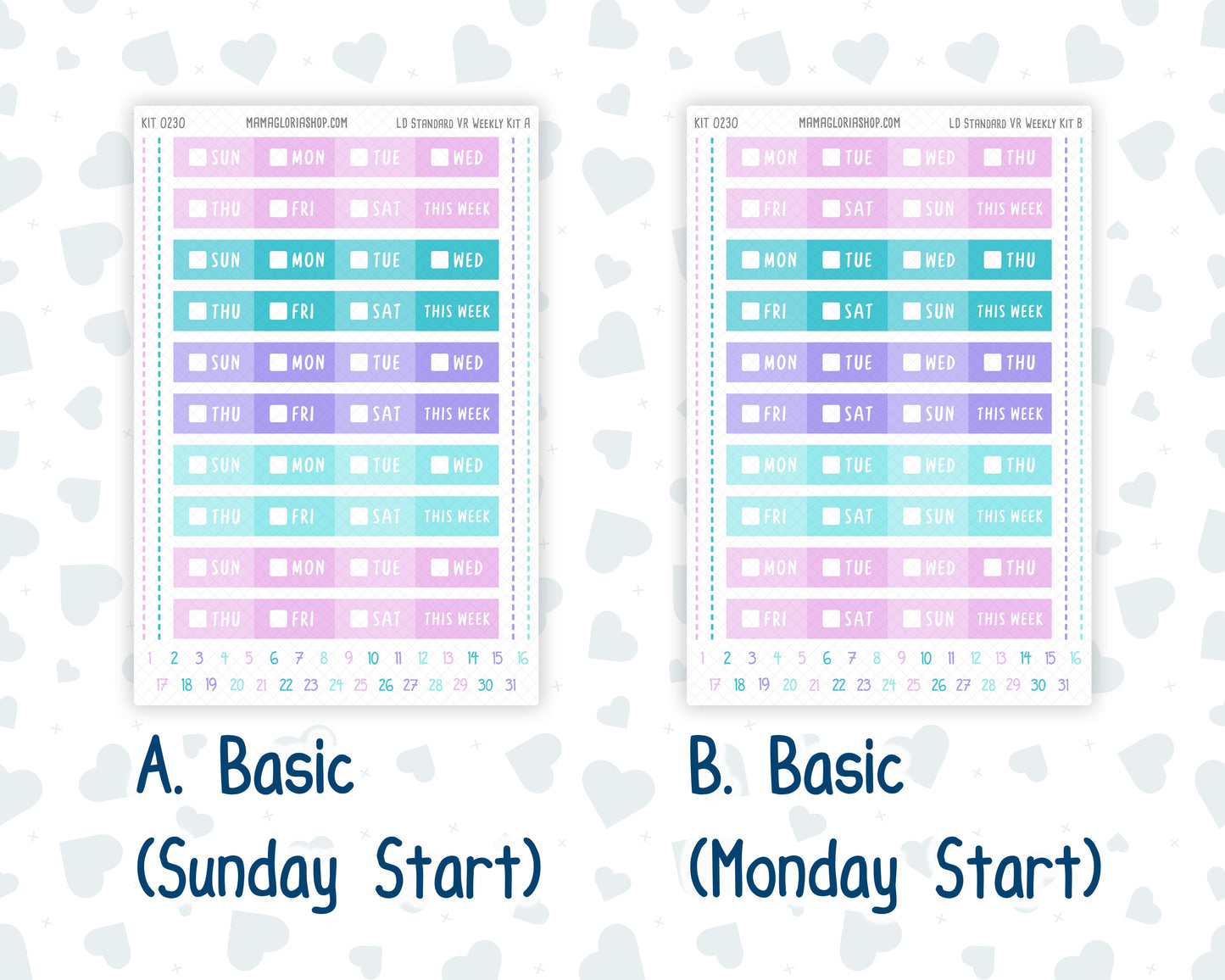 Kit 0230 - Laurel Denise Standard - Vertical - Weekly Kit - August - School Daze