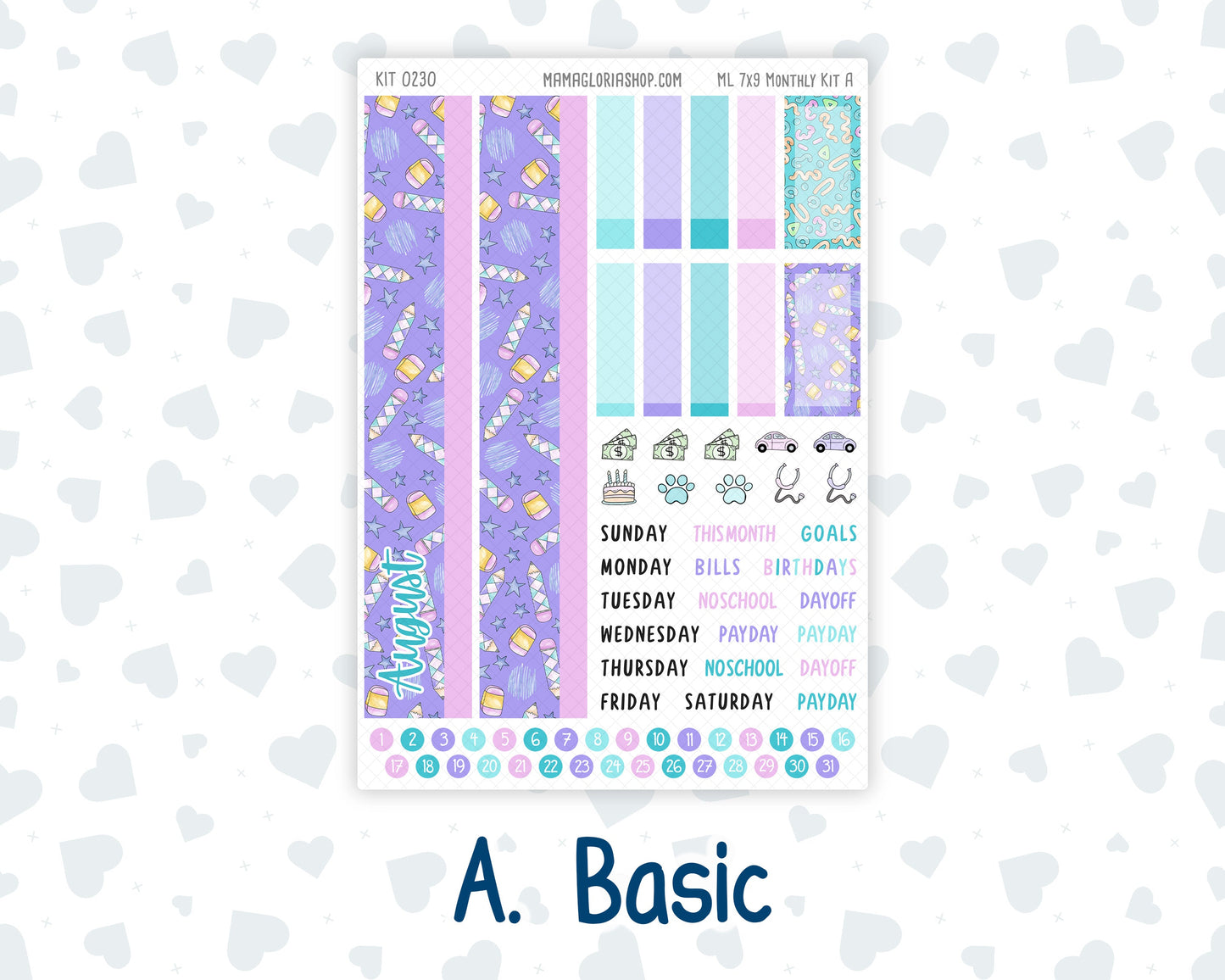Kit 0230 - 7x9 - MakseLife - Monthly Kit - August - School Daze
