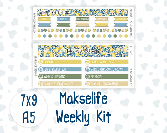 Kit 0274 - 7x9 | A5 MakseLife - Weekly Actions & Reflections - July - Sunny Lemon Shore