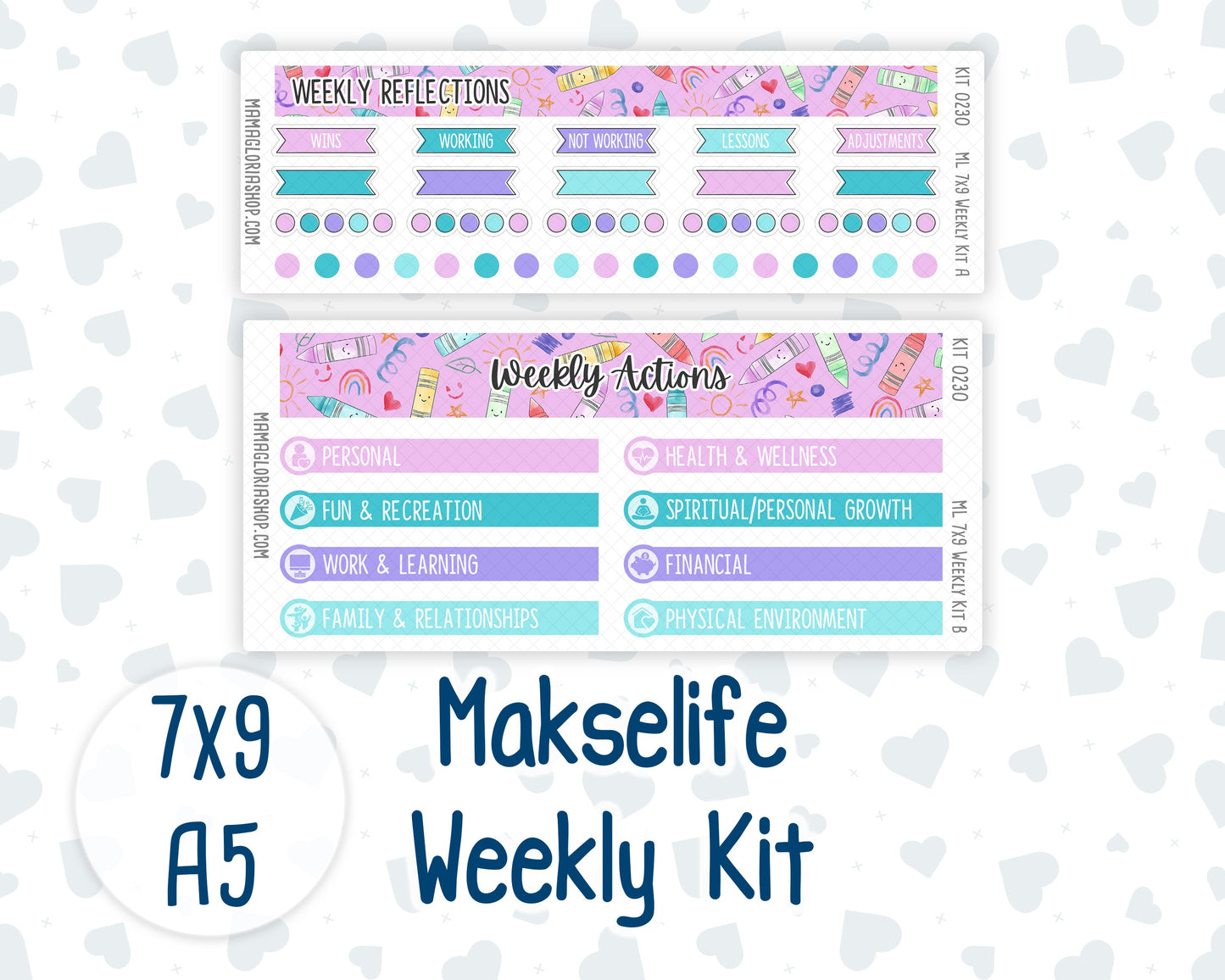 Kit 0230 - 7x9 | A5 MakseLife - Weekly Actions & Reflections - August - School Daze