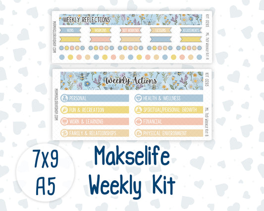 Kit 0265 - 7x9 | A5 MakseLife - Weekly Actions & Reflections - May - Honeybee Sky