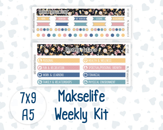 Kit 0248 - 7x9 | A5 MakseLife - Weekly Actions & Reflections - January - Midnight Countdown