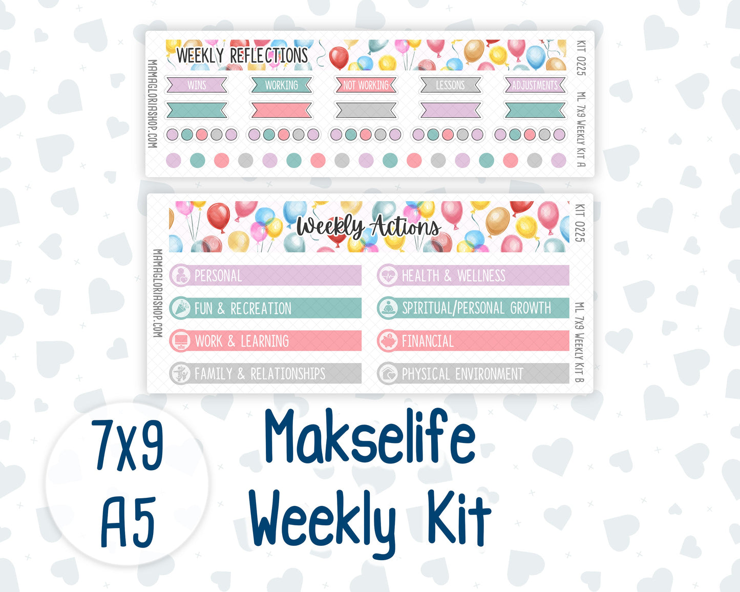 Kit 0225 - 7x9 | A5 MakseLife - Weekly Actions & Reflections - July - Carnival Joy