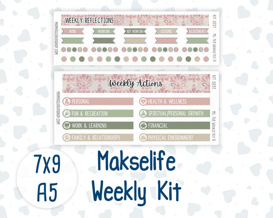 Kit 0257 - 7x9 | A5 MakseLife - Weekly Actions & Reflections - March - Blush Garden