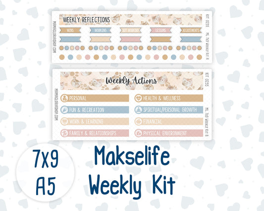 Kit 0255 - 7x9 | A5 MakseLife - Weekly Actions & Reflections - February - Cottagecore Kitties