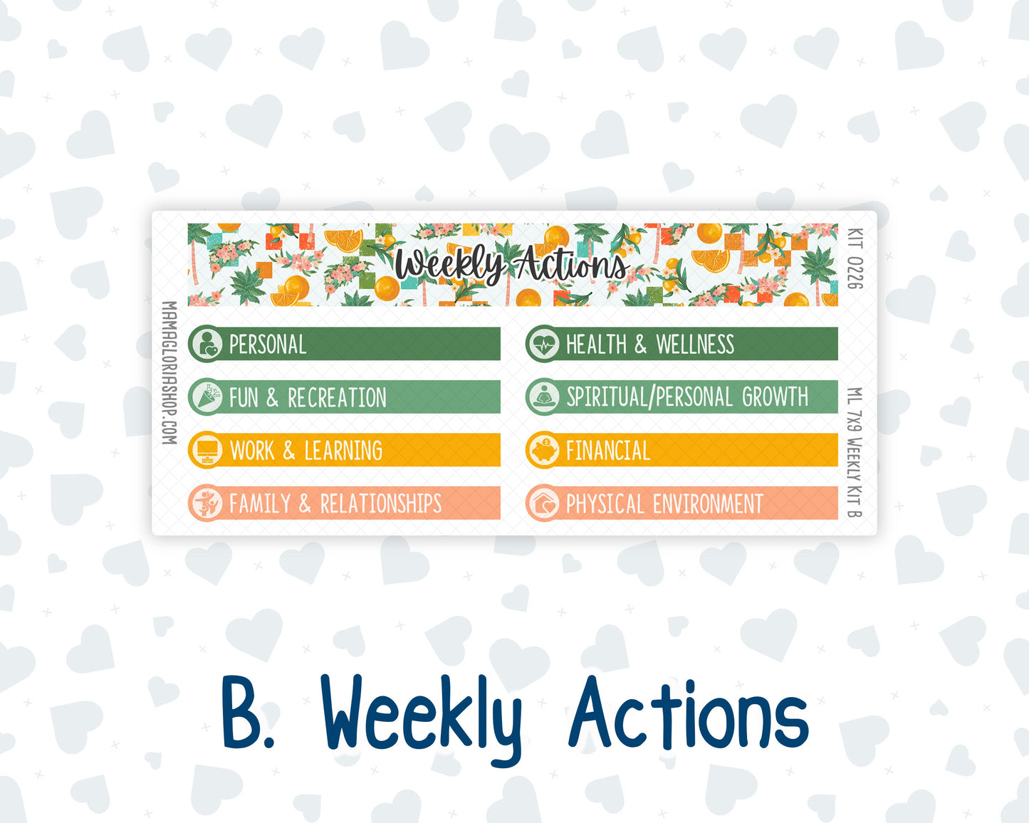 Kit 0226 - 7x9 | A5 MakseLife - Weekly Actions & Reflections - July - Tropical Whimsy