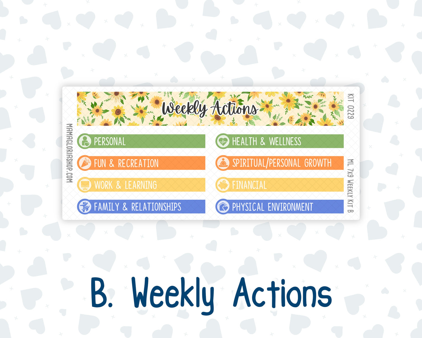 Kit 0229 - 7x9 | A5 MakseLife - Weekly Actions & Reflections - August - Golden Faces