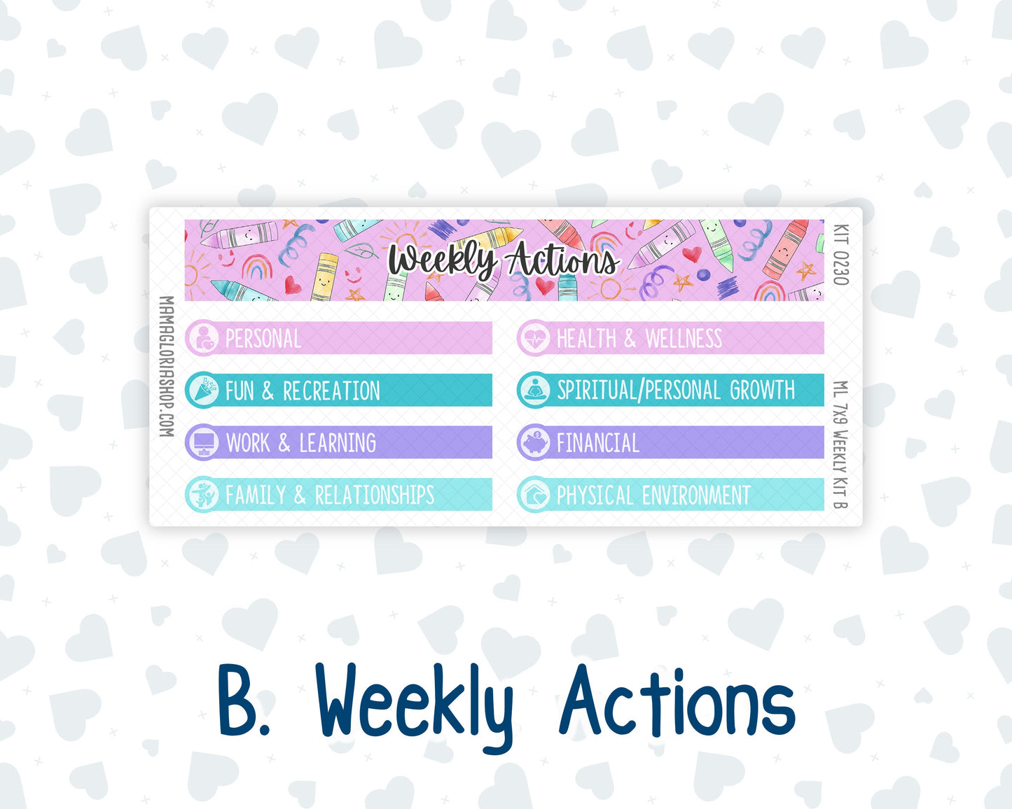 Kit 0230 - 7x9 | A5 MakseLife - Weekly Actions & Reflections - August - School Daze