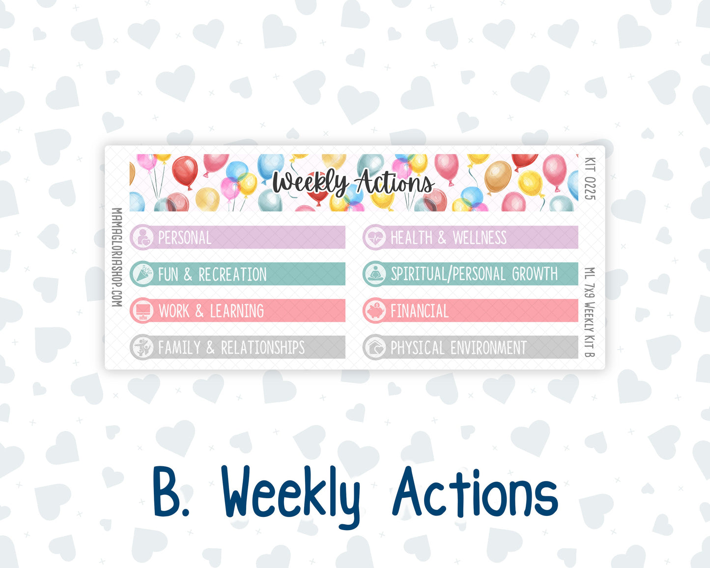 Kit 0225 - 7x9 | A5 MakseLife - Weekly Actions & Reflections - July - Carnival Joy