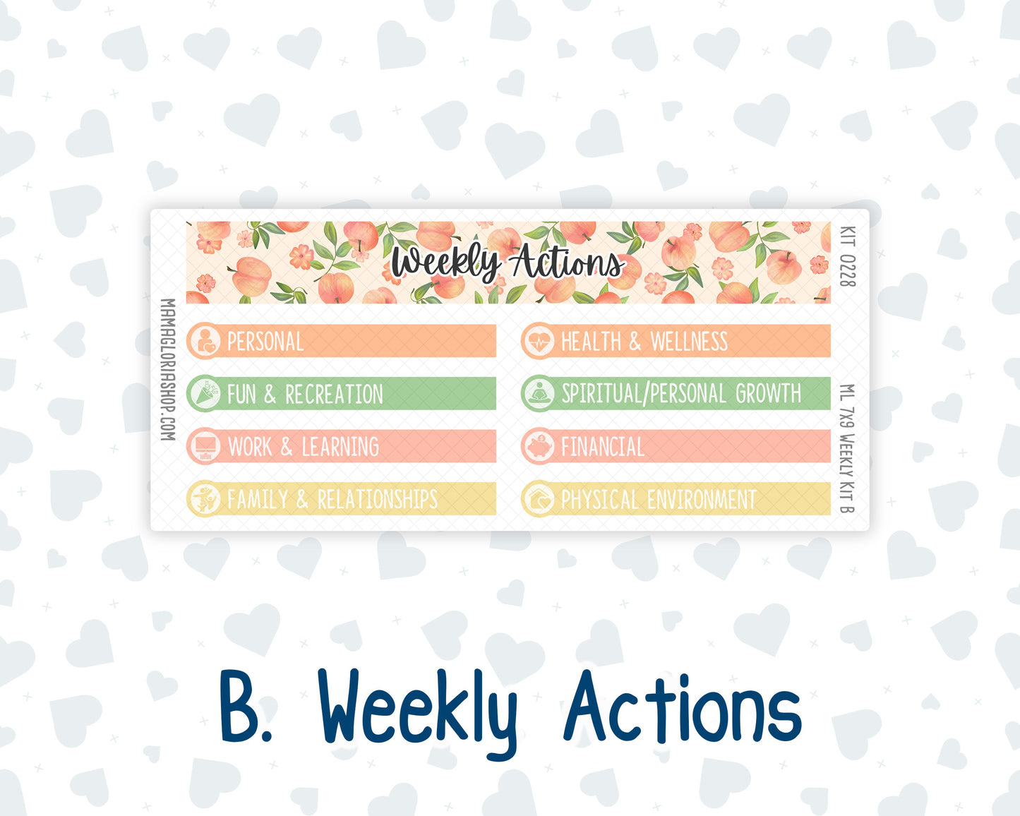 Kit 0228 - 7x9 | A5 MakseLife - Weekly Actions & Reflections - August - Just Peachy