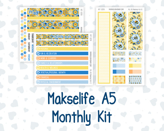 Kit 0219- A5 MakseLife Companion Notebook - Monthly - Bee's Business- May