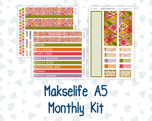 Kit 0240 - A5 - MakseLife Companion Notebook - Monthly Kit - November - Cozy Thanksgiving