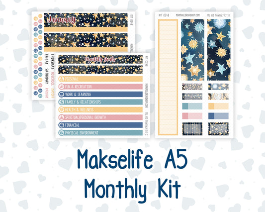 Kit 0248 - A5 - MakseLife Companion Notebook - Monthly Kit - January - Midnight Countdown