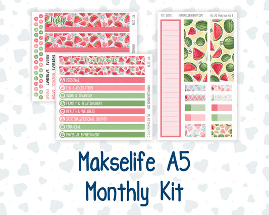 Kit 0276 - A5 - MakseLife Companion Notebook - Monthly Kit - July - Melon Crush